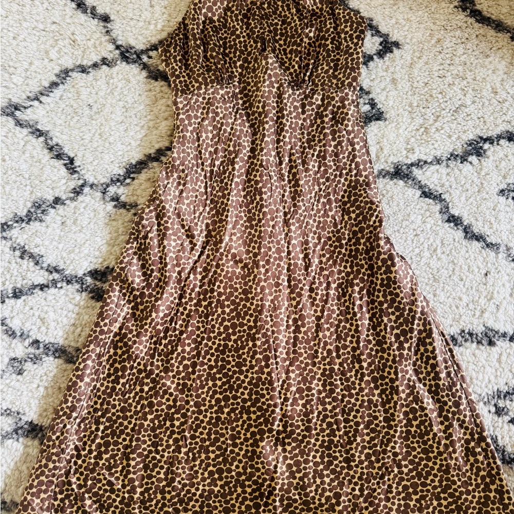 Y2K Laundry by Shelli Segal leopard/polka-dot print halter dress.